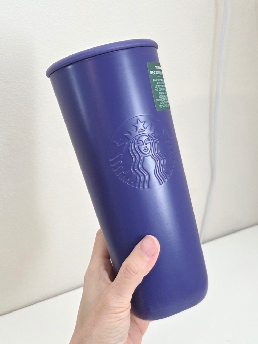 Starbucks Recycled Purple Triangle Stainless Tumbler 24oz Venti NO STRAW